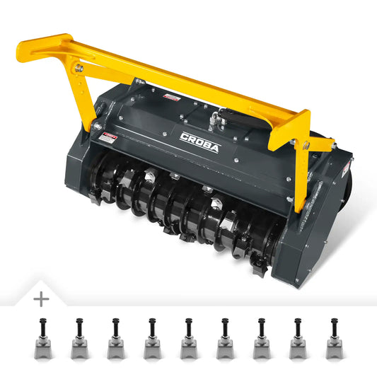 37"Mini Skid Steer Drum Forestry Brush Mulcher Attachment, Hydraulic Flow Range 11 To 16 GPM,MCH37