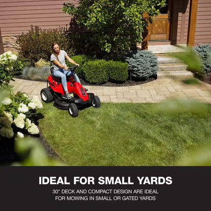 30 In. 10.5 HP Briggs and Stratton Engine 6-Speed Manual Drive Gas Rear Engine Riding Mower with Mulch Kit Included